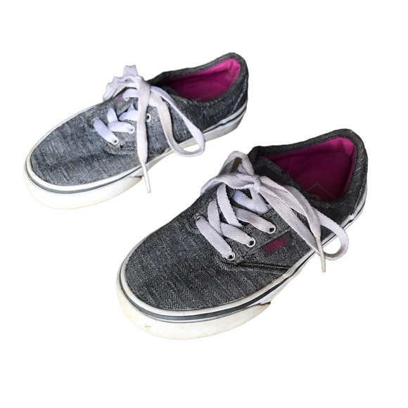 Girls 11.5 grey and white vans with pink insides and glitter vans bill shoes - Picture 3 of 5